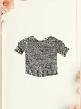 Girls Marled Short-Sleeve Gray Sweater